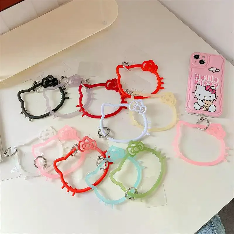 

Силиконовый ремешок для телефона Sanrio Cute Bow Cat с защитой от потери, браслет-шнурок, подвеска для ключей от машины