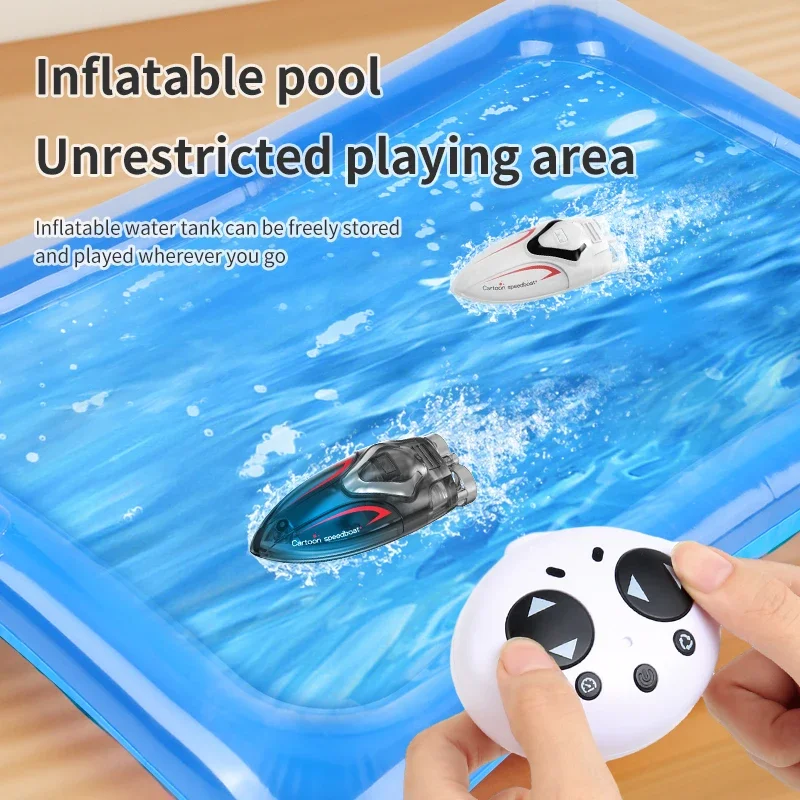 Mini RC Boot führte Handheld Fernbedienung Schnellboot aufblasbares Schwimmbad Bades pielzeug Jungen Mädchen Geschenk zwei Spieler Wasserspiel