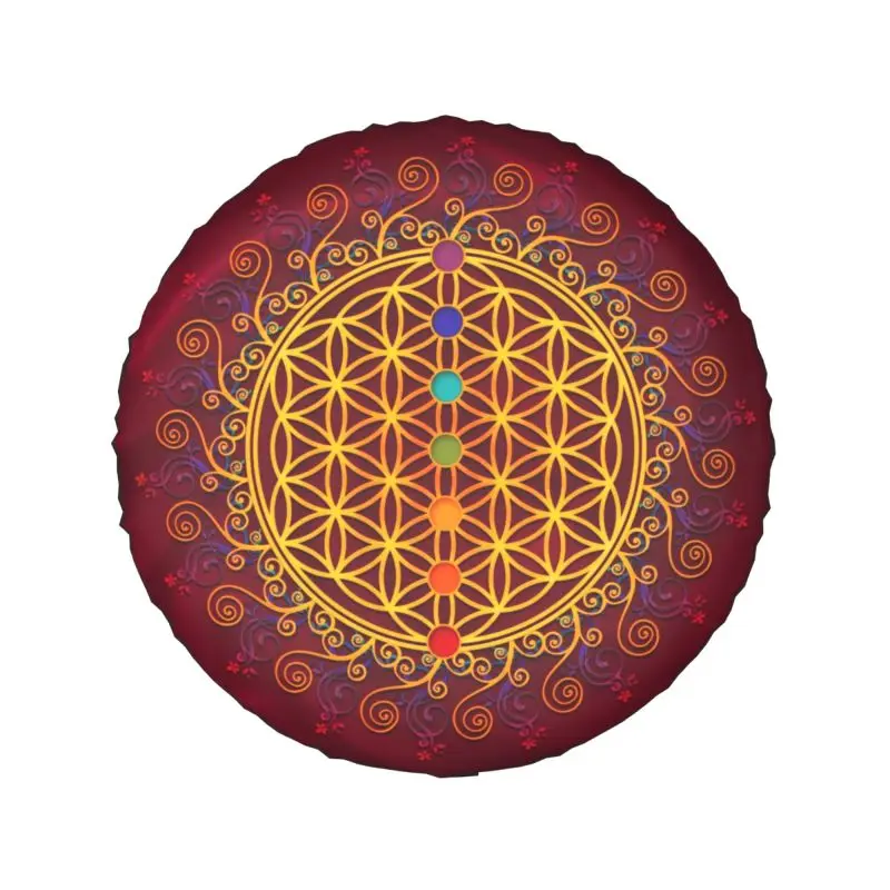 Flower Of Life Spare Wheel Tire Cover for Toyota Land Cruiser Prado Sacred Geometry Mandala Jeep RV SUV Camper 14\