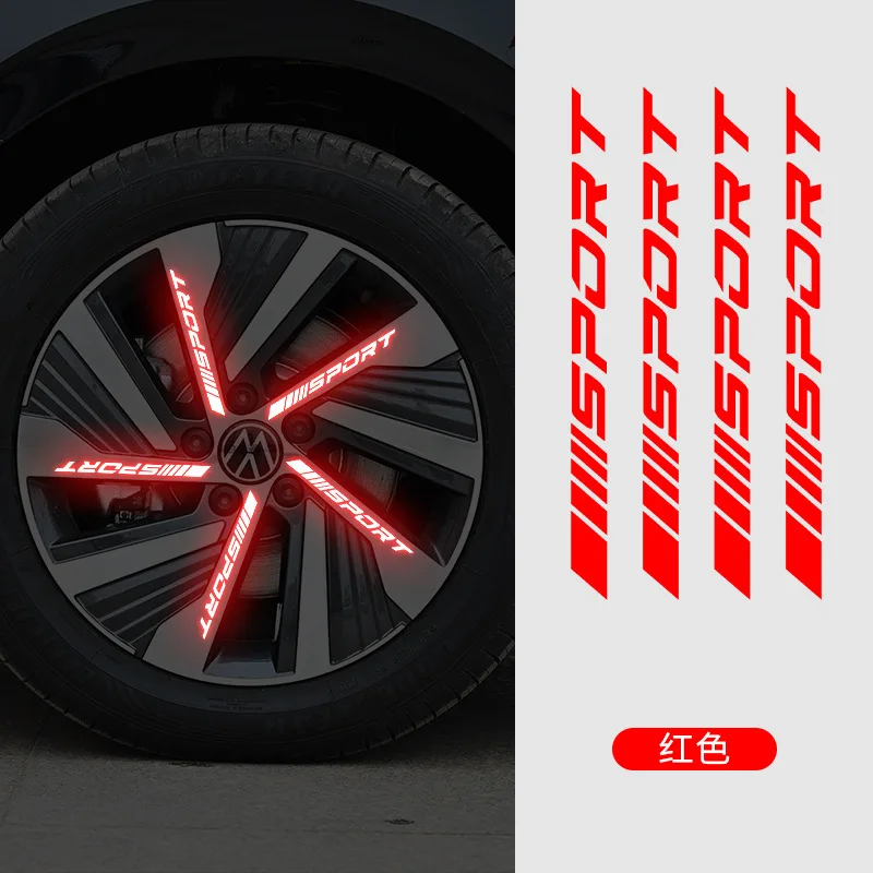 4Pcs Universal Reflective Rim Stripe Sticker,Car Wheel Night Safety Decorative Stripes,Sports Logo Reflective Stickers