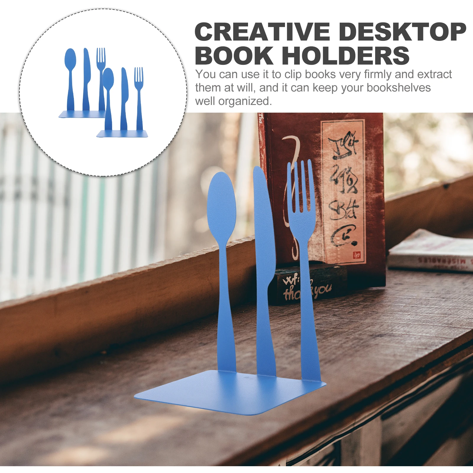 2pcs Decorative Metal Book Stands Iron Desktop Organizers Multi-Function Bookends For Study Office Home Decor