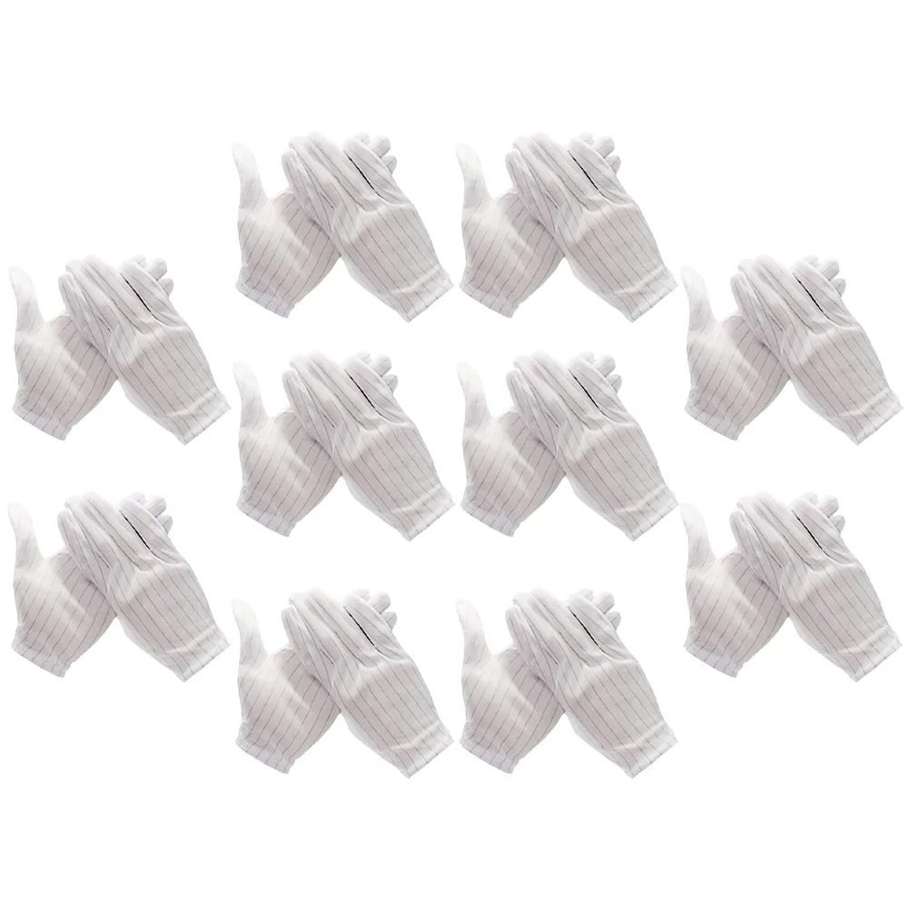 

10 Pairs Anti Static Gloves Striped Dust Free Protection Electronics Conductive Fiber Pc Building