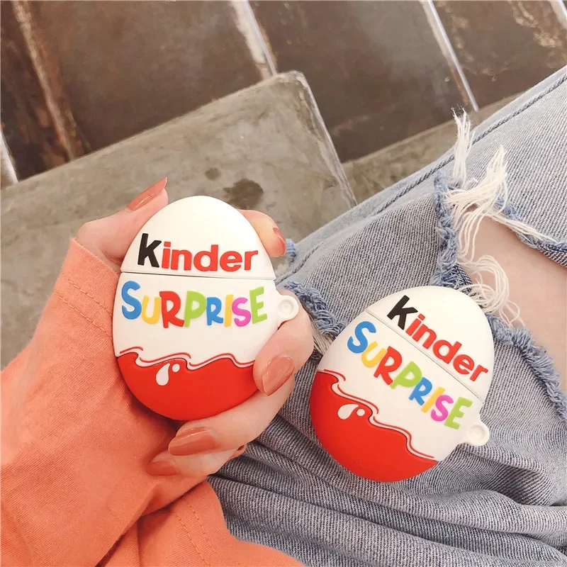 Kinder Eier 3D Kopfhörer Fall Abdeckung Drahtlose Bluetooth Cartoon Fall für Airpods 1 2 Kopfhörer Schutzhülle für Airpods Fall