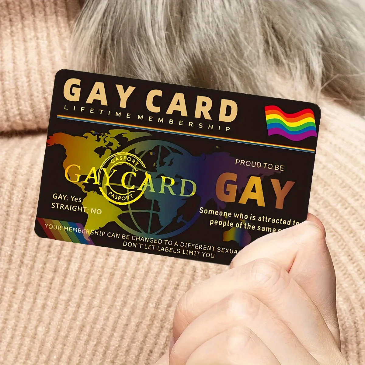 1 قطعة بطاقة عضوية LGBTQ + Pride مدى الحياة - بطاقة عضوية على طراز بطاقة هوية المثليين PVC غير لاصقة، LGBTQ + فردية وحليف souv