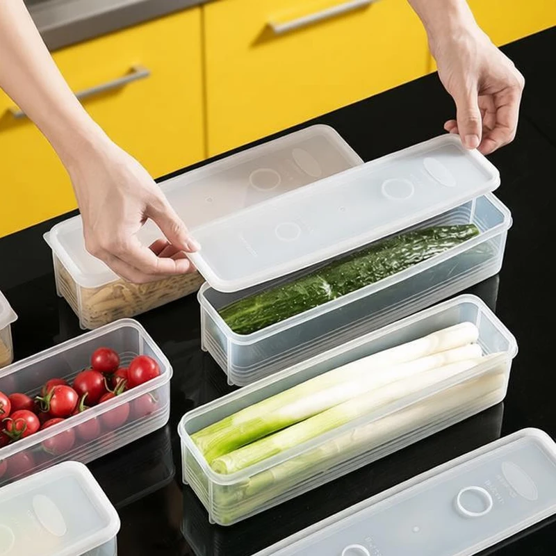 

1Pc Airtight Plastic Food Storage Containers With Lids For Kitchen Pantry Organizer Rectangular Box For Cereal Pasta Vegetables