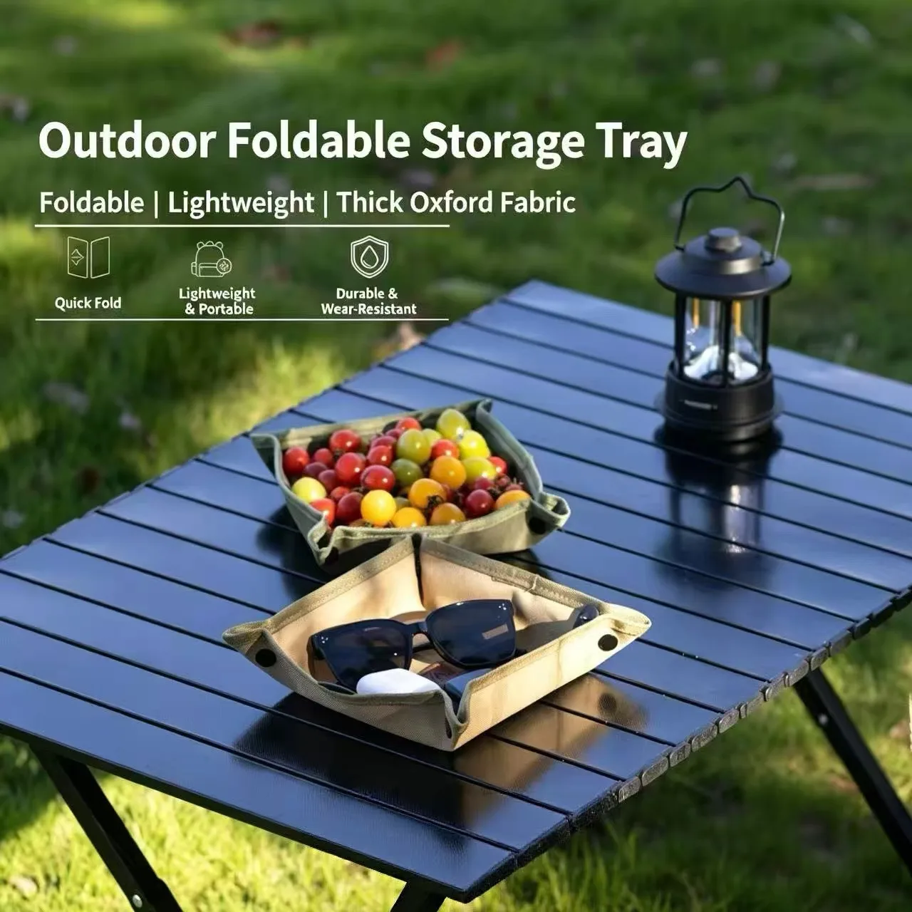 AYXSEE Portable Folding Square Storage Tray for Outdoor Camping Household Travel - Multi-Item Organizer Box