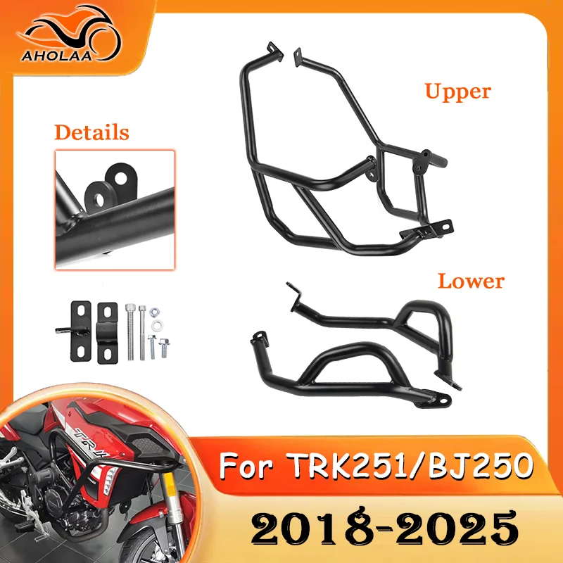 

Trk251 BJ250 Crash Bar Engine Guard Protection For Benelli Trk 251 BJ 250 Motorcycle Upper Lower Bumper Accessories 2018-2025