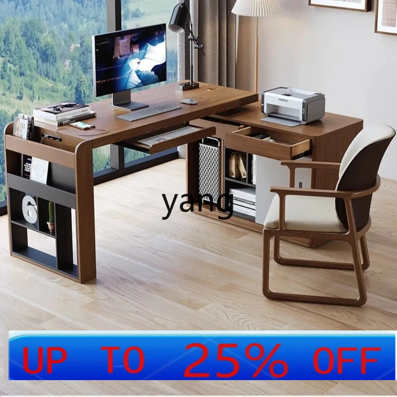 

LHH Rotating Computer Desk Desktop Home Desk Solid Wood Retractable Corner Writing Desk