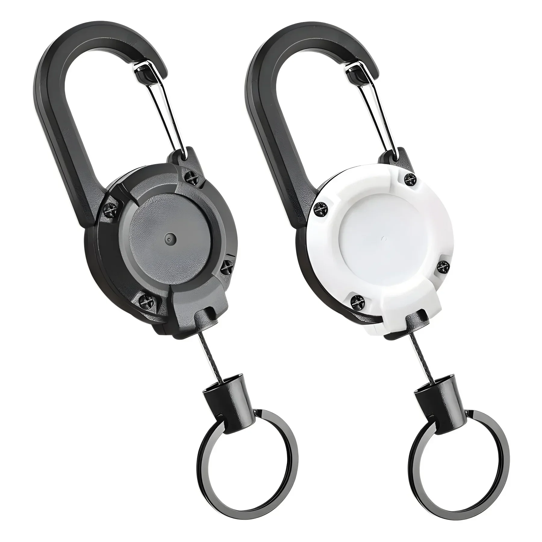 Retractable Heavy Duty Pull Reel Carabiner Key Chains Strong Steel Wire Rope Buckle Spring Key Ring Outdoor Sporty Keychain Tool