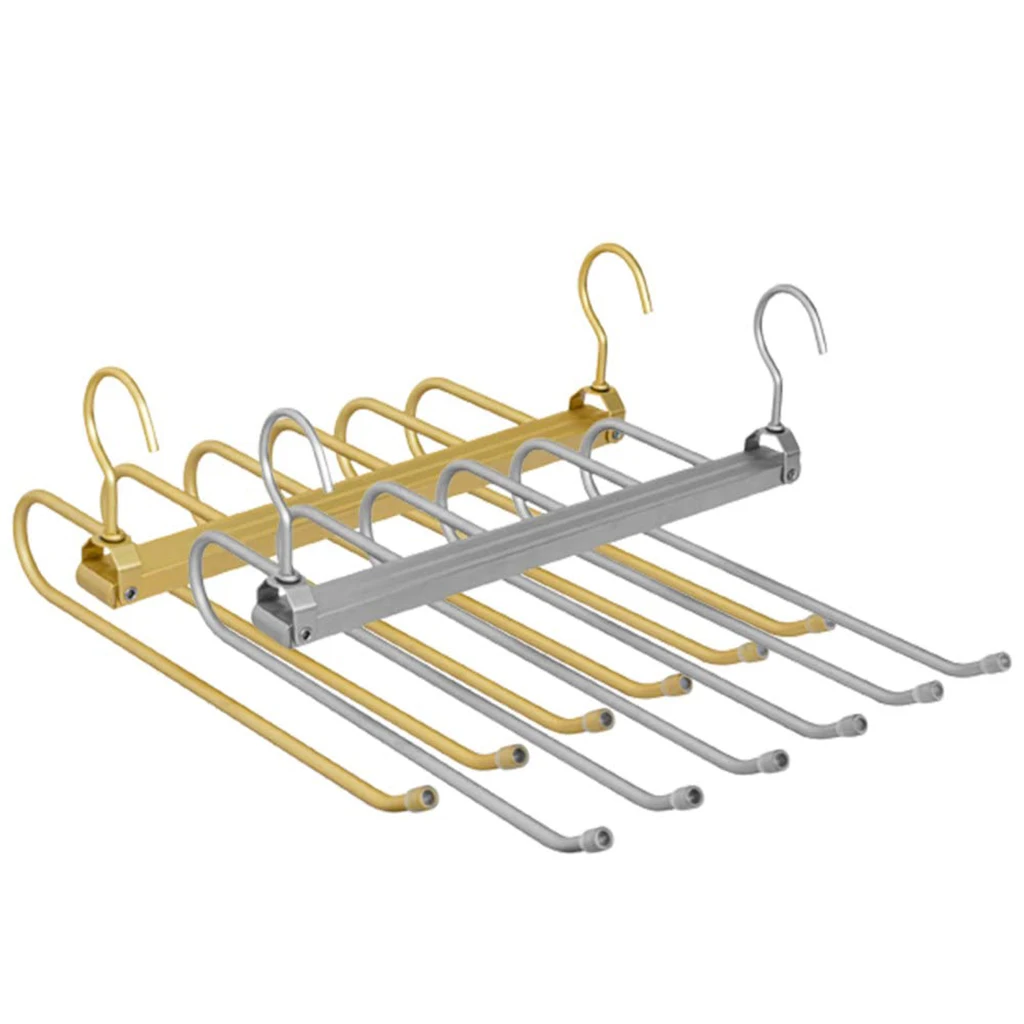 

6-Tier Folding Pant Hangers – Open-Ended Design with 360° Rotating Hook, Space-Saving Metal Closet Organizer for Pants, Jeans