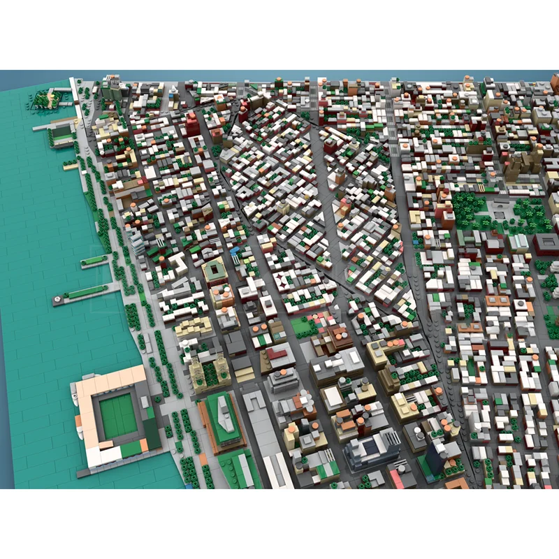 City City Street View Moc Building Blocks Manhattan inferiore - New York Bricks Modello Assemblaggio fai da te Costruzione Giocattolo Regali di festa