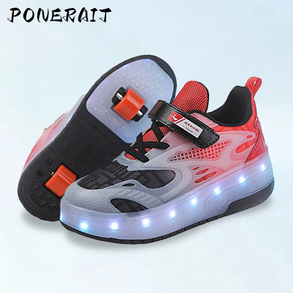 

LED Gradient Color 2-Wheel Detachable Powerslide Skates Skate Shoe For Kids,Racing Shoes Sneakers With Wheels For Boys And Girls