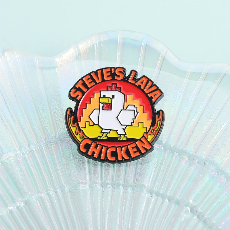 ستيف الحمم الدجاج بكسل الألعاب بروش المينا دبابيس كتلة رمل لعبة شخصية دبابيس شارة التلبيب مجوهرات هدية للأصدقاء #2