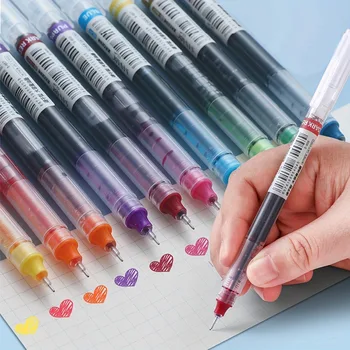 10 adet/takım hızlı kuruyan Kawaii jel kalem büyük kapasiteli renkli tükenmez kalemler 0.5mm Rollerball kalemler okul ofis aksesuarları