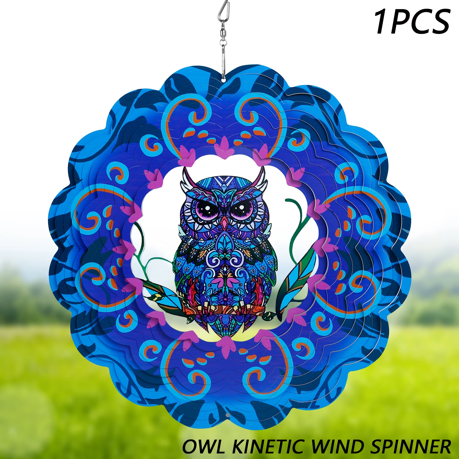 Outdoor Chimes Hangings 3D Stainless Steel Hanging Wind Spinner with Hook 12 in Hanging Wind Sculpture Decorative Wind Sculpture