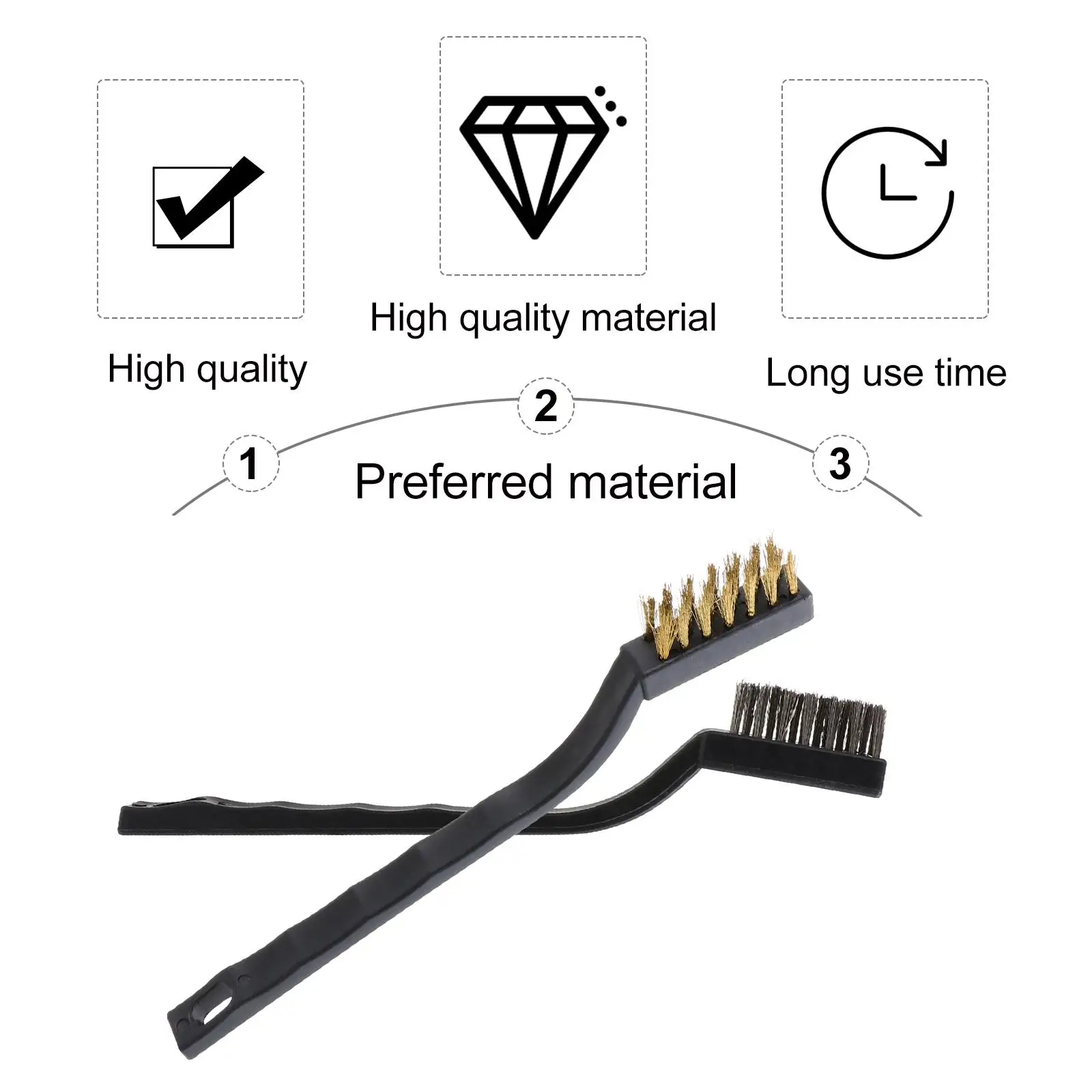 Wire Brush Set Cleaning Tools Long H Rust Remover Scrubber Curved Design Storage Hole Terminal Cleaner Brass Steel