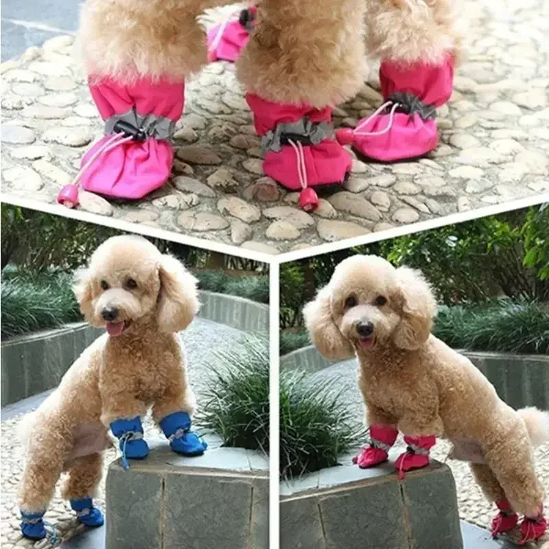 4 Stück/Set Wasserdichte Hundeschuhe, rutschfeste Regenstiefel, Fußbekleidung für kleine Katzen, Hunde, Welpen, Hundestiefel, Pfotenaccessoires für Haustiere – Detail 10