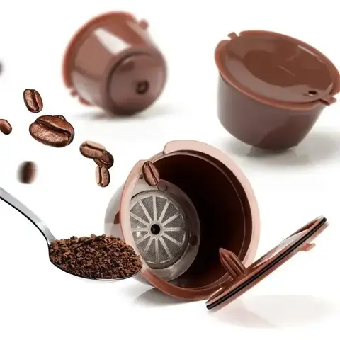 재사용 가능한 커피 필터 세트 Dolce Gusto 커피 메이커 용 리필 형 커피 캡슐 포드 (스푼 및 청소 브러시 포함) 1PC