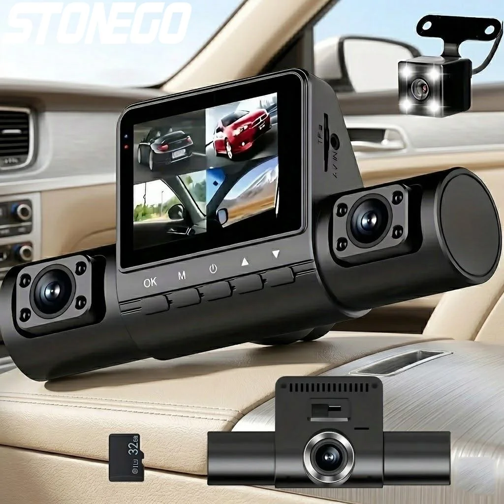 1080P Full HD Dash Cam with 4 Lenses Wide Angle Loop Recording Car DVR Video Recorder IPS Screen Compatible Laptop