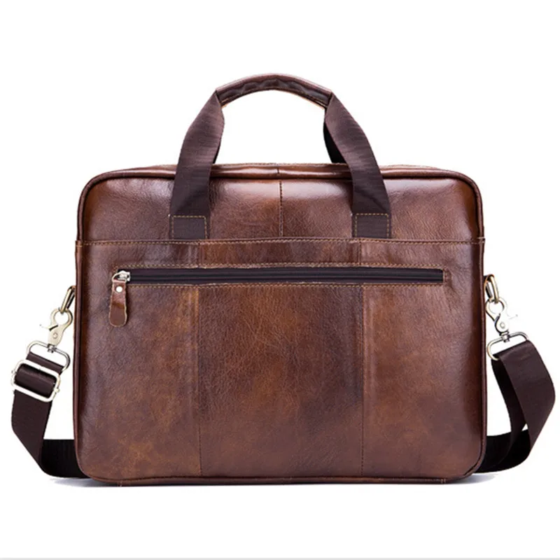 Maletines de cuero genuino Vintage para hombres, bolso de negocios para computadora portátil, bolso cruzado de alta calidad, bolso de mensajero de hombro masculino de lujo