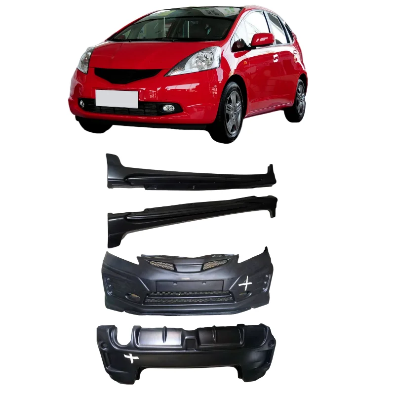 

Aftermarket parts Pp Body Kit Front Bumper, Rear Bumper and Side Skirt For Honda Fit 2008 2009 2010