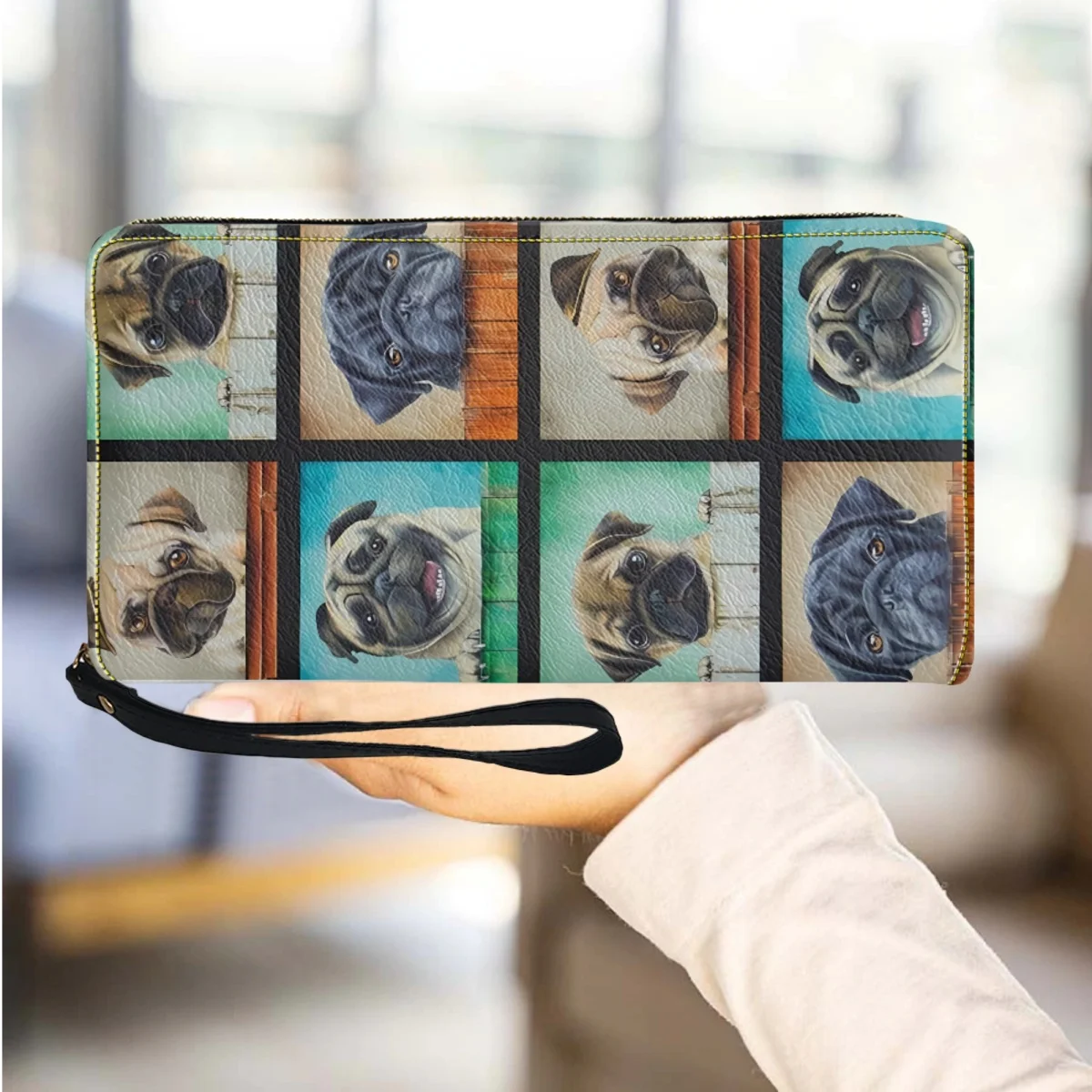 French Bulldog Vintage Designer Ladies Clutch Portable Travel Coin Purse Card Holder Girls Birthday Christmas Gift Zipper Wallet