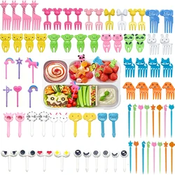 Mini Fruit Food Picks for School Children Kids Bento Lunch Box Accessories Cute Cartoon Animal Bear Toothpicks Set