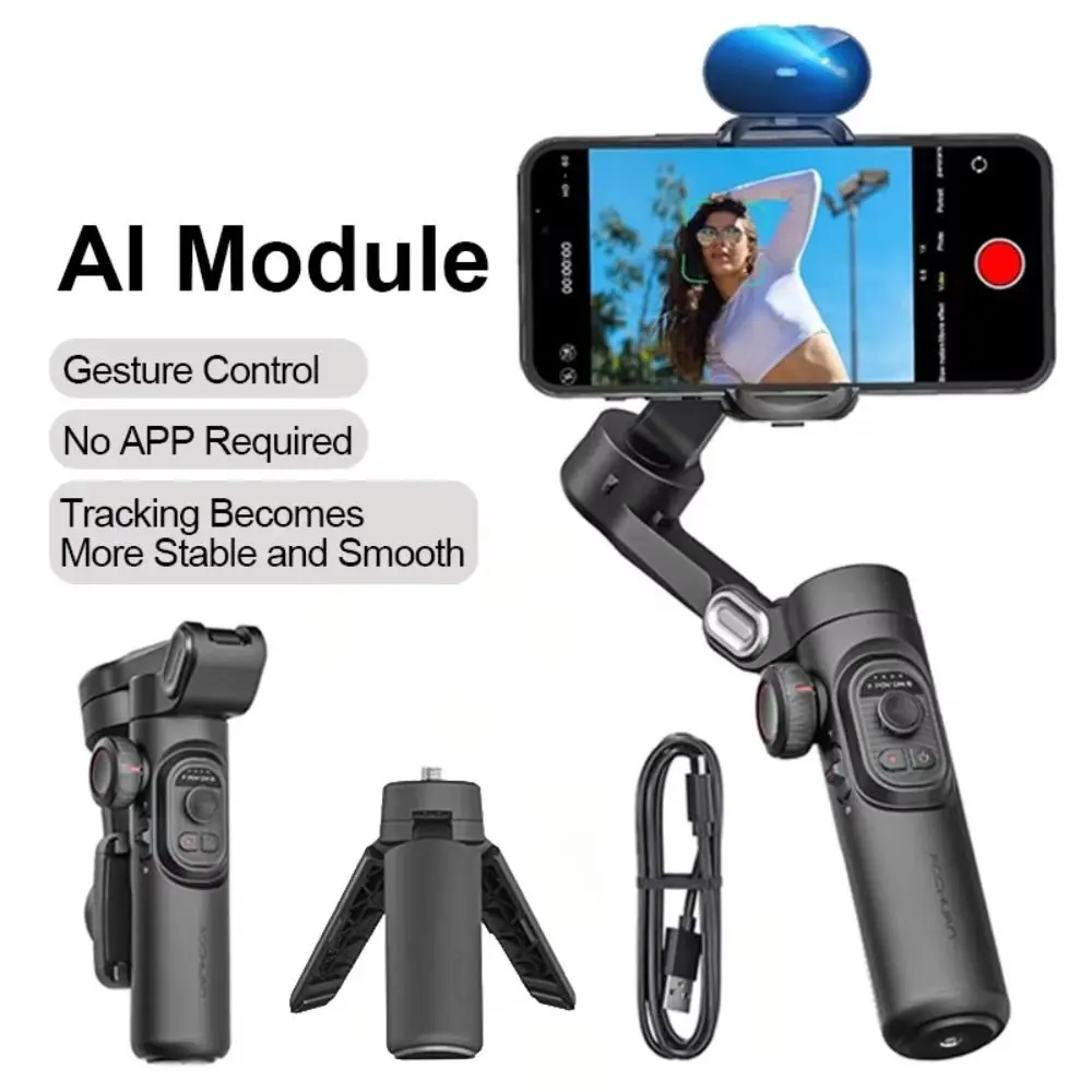 2025 Foldable Gimbal Stabilizer Portable Anti-shake 3-Axis Handheld Face Tracking Multifunctional Selfie Stick