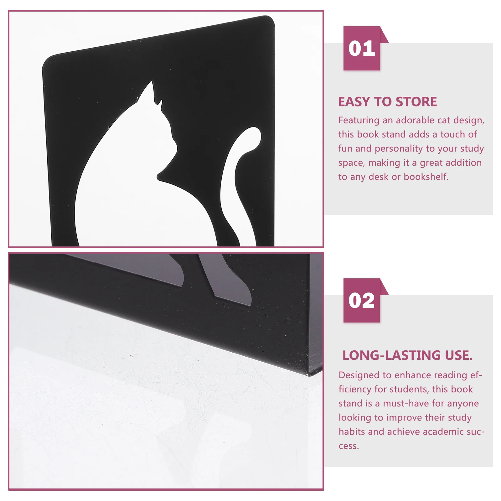 

2pcs Metal Cat Bookend Book Stand For Shelves Heavy Duty Bookends Decorative Animal Holder Study Desk Organizer Vintage Style