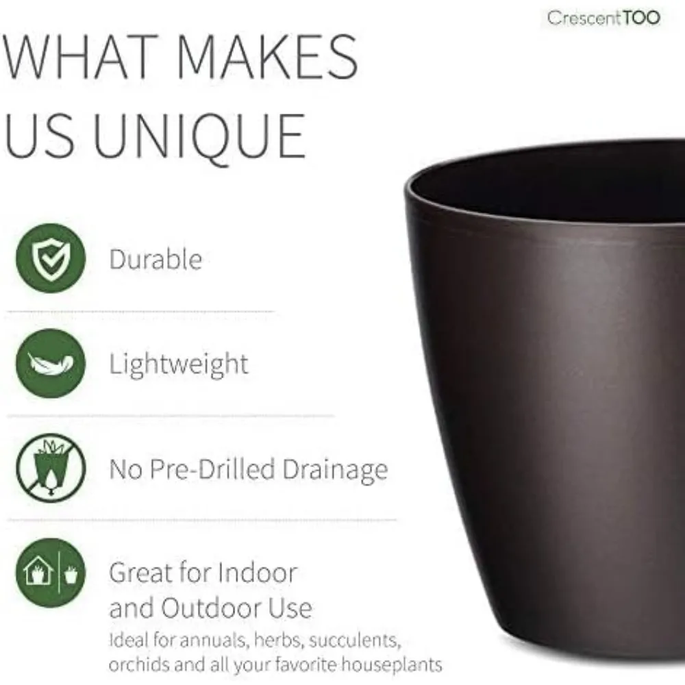 مجموعة أواني نباتات بنية حديثة مكونة من قطعتين - مزارعات داخلية بنية حلوى لزنابق السلام ونباتات الصبار والنباتات المنزلية الأخرى