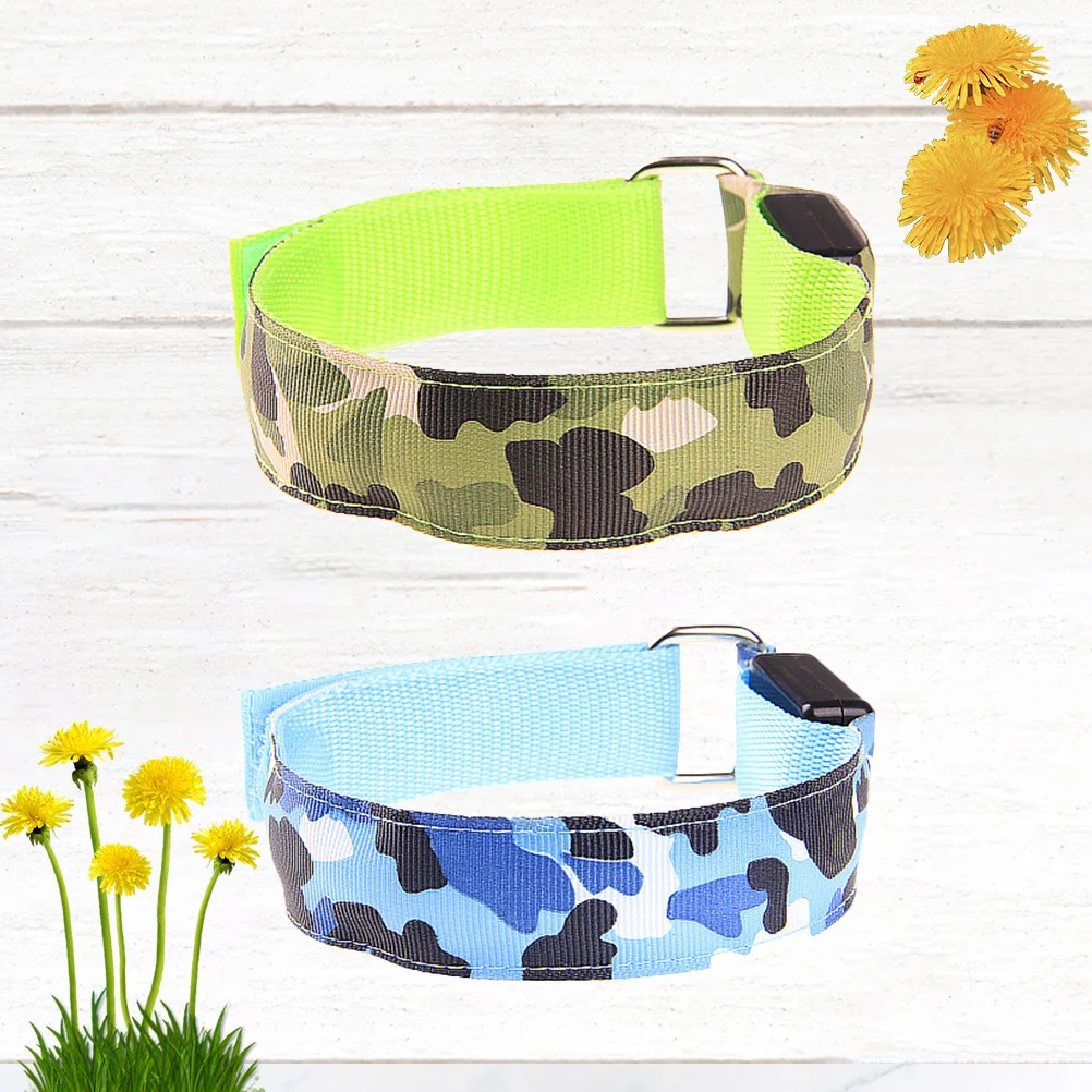 2 قطعة أربطة ذراع متوهجة Led أساور صفعة مقاومة للماء للجري الليلي والمشي لمسافات طويلة الرياضة في الهواء الطلق معصمه السلامة العاكسة الأزرق