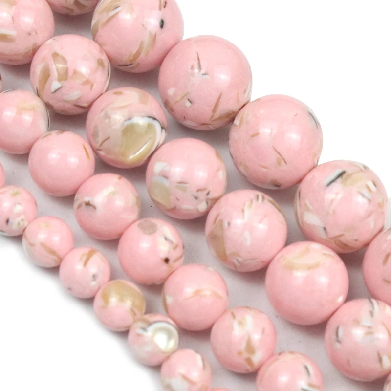 Natural Light Pink Howlite Turquoises Stone Beads For Jewelry Making6/8/10/12mm Round Loose Spacer Beads fit Diy Bracelet Neckla