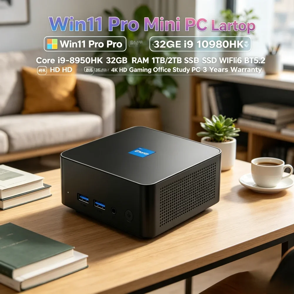 

Win11 Pro Mini Laptop Core i9-8950HK 32GB RAM 1TB/2TB SSD WiFi6 BT5.2 4K Ultra HD Office & Gaming 3-Year Warranty 2026