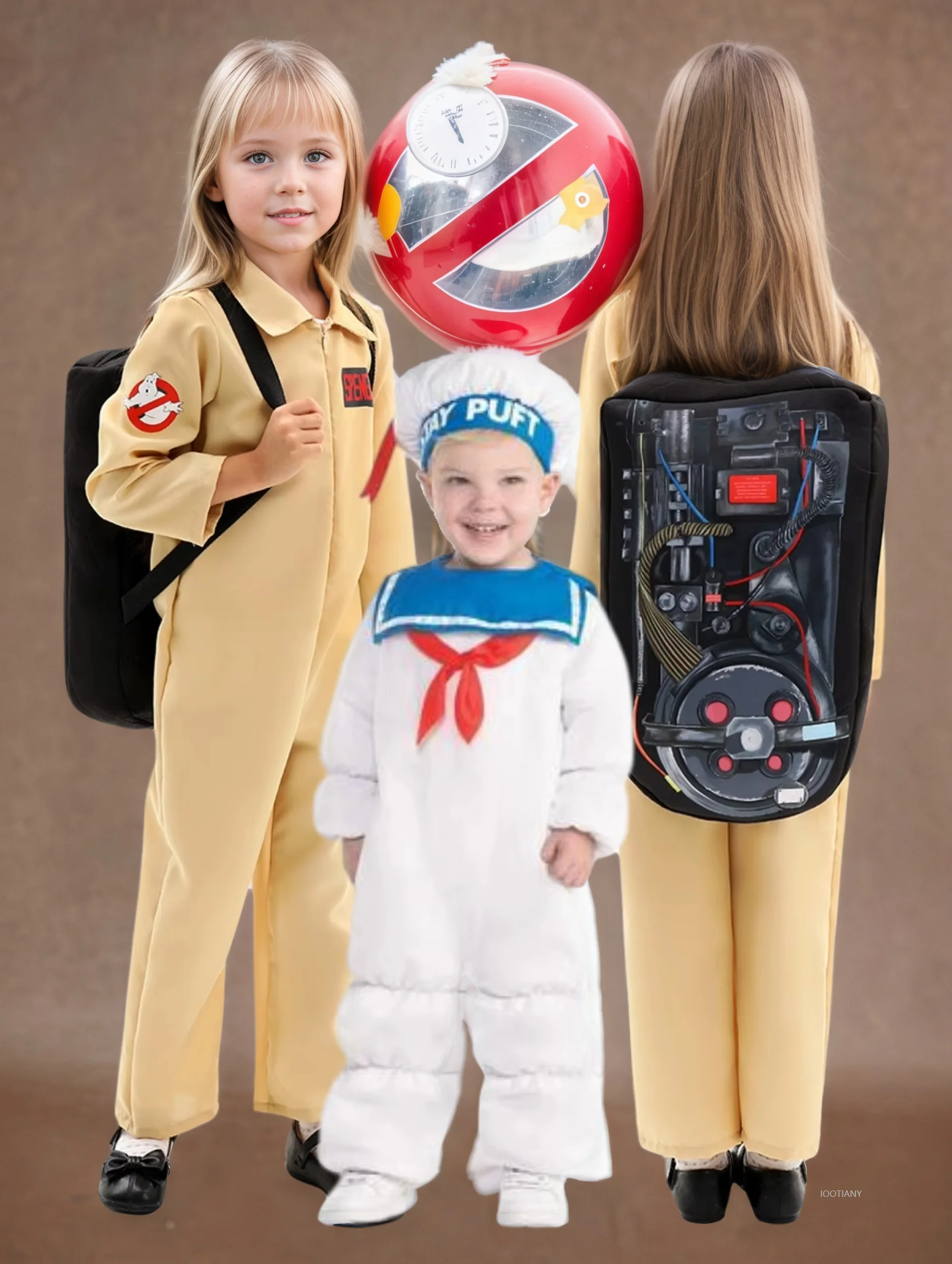 

Halloween Costume Ghost-catching Outfits Anime Children's Performance Sets Carnival Party Boy Girl Costumes Marshmallow Jumpsuit