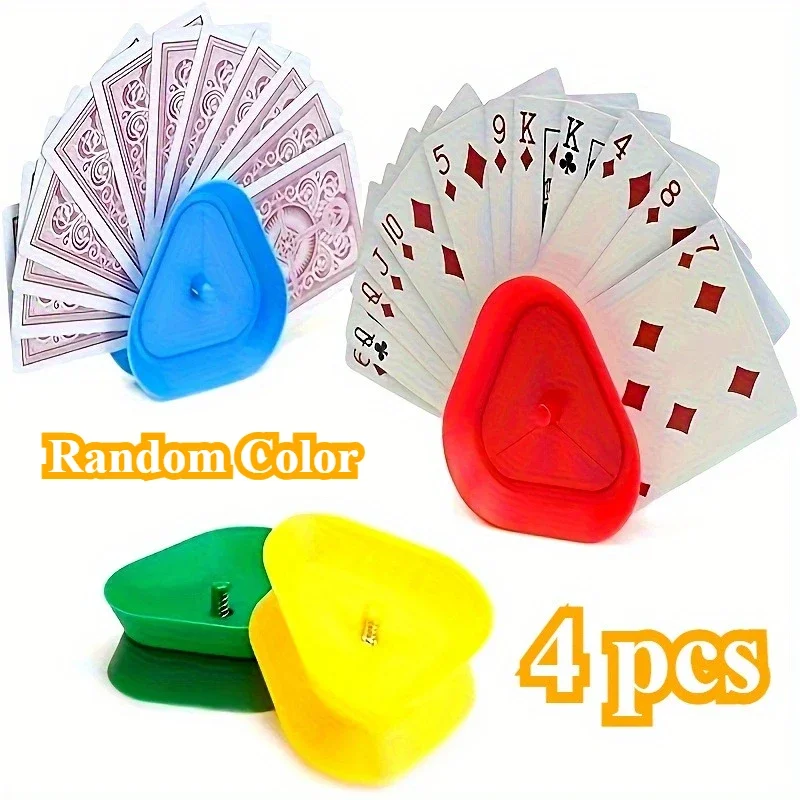 4 pcs Triangular Hands-Free Playing Card Holders - Hands-Free Playing Card Holders for Parties, Board Games, and Festive Events