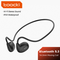 Toocki Air Conduction Earhook Wearing Headphones Bluetooth 5.3 Earphones with Mic Gaming Sports Hi-Fi Stereo Headset for Phones