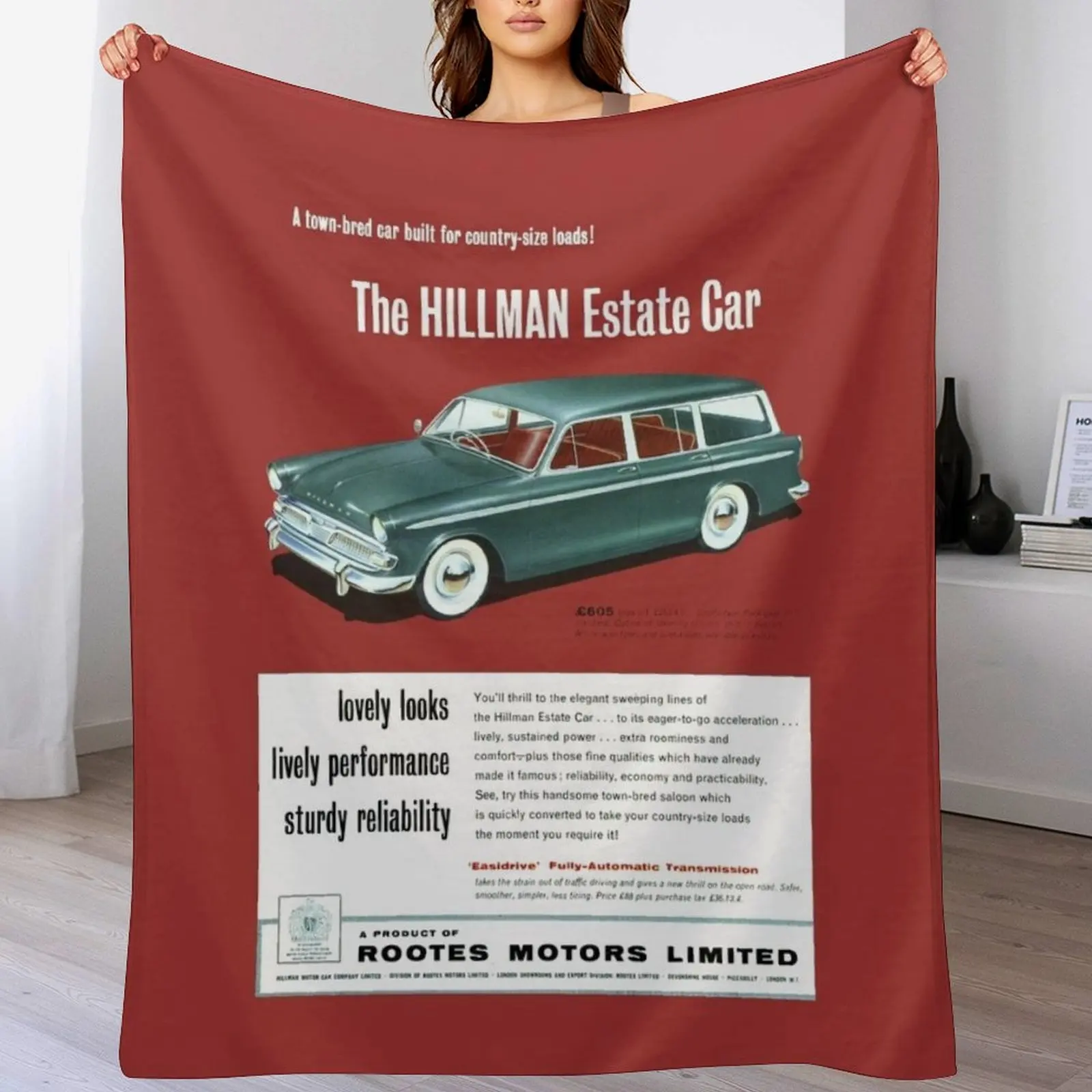 

1960 HILLMAN ESTATE CAR - ADVERT Throw Blanket Sofa Quilt Flannel Fabric Quilt cosplay anime Blankets