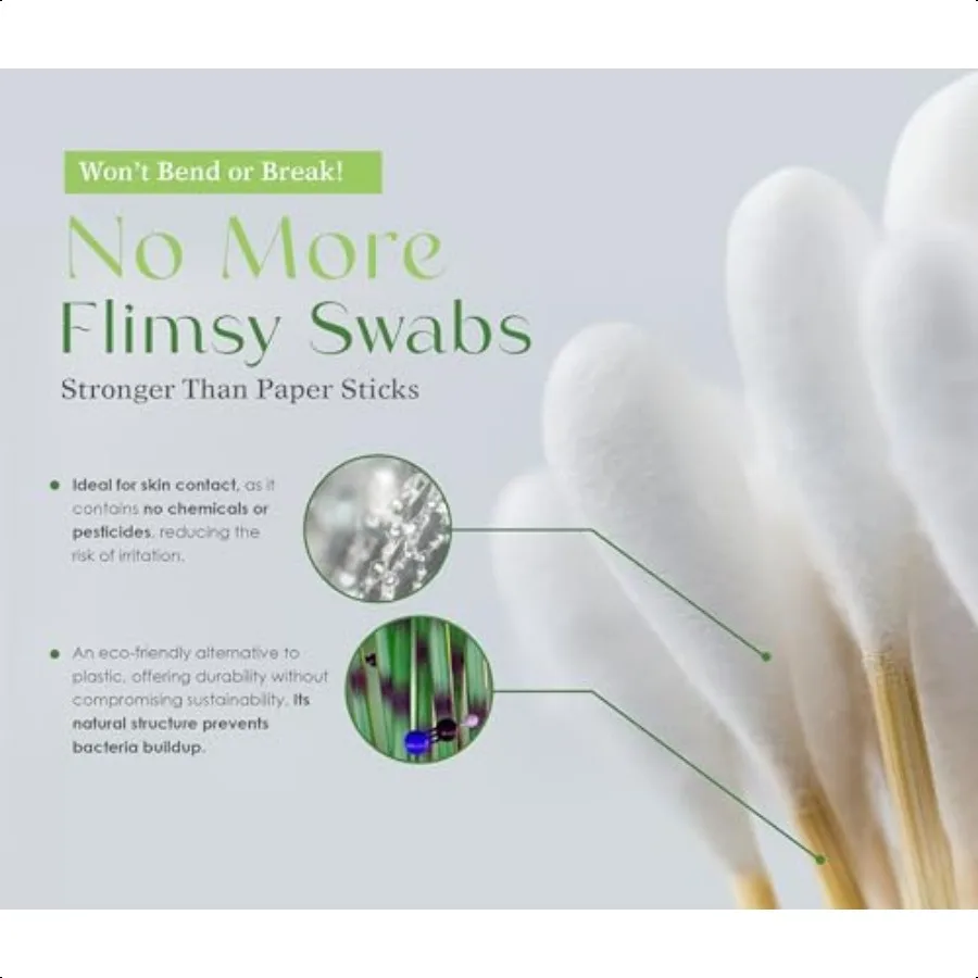 Tamponi di cotone in bambù Tamponi di cotone ecologici per la cura personale Bastoncini di cotone biodegradabili per rifiuti zero Cura personale PlasticFr