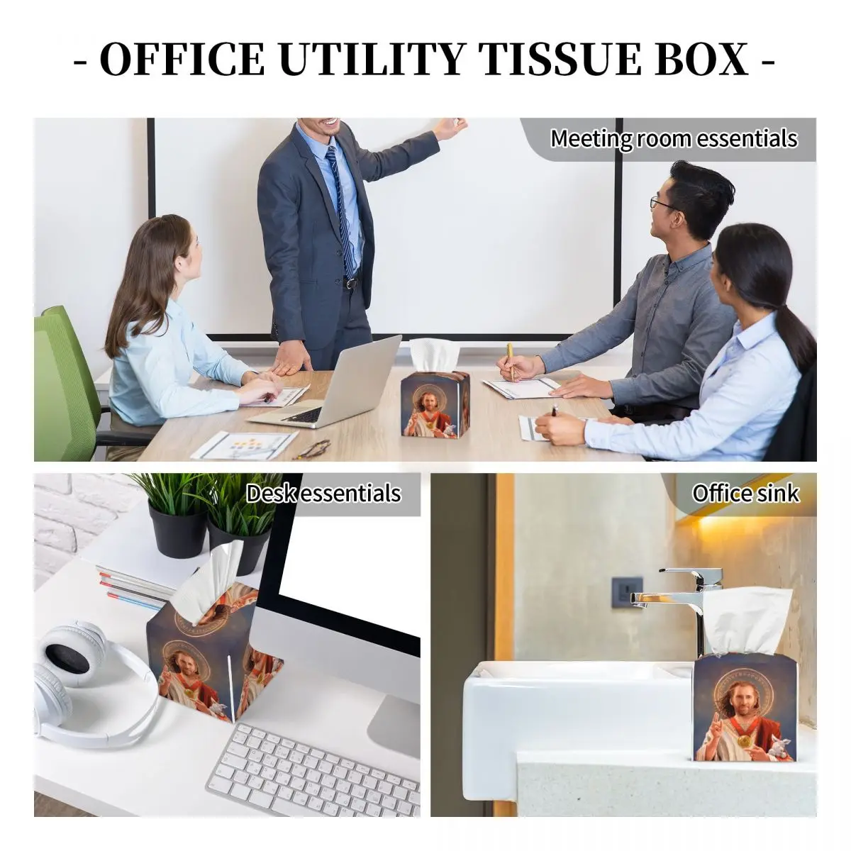 Custom Saint Nicolas Cage Tissue Box Cover Square PU Leather Funny Meme Facial Tissues Holder for Car - view 6