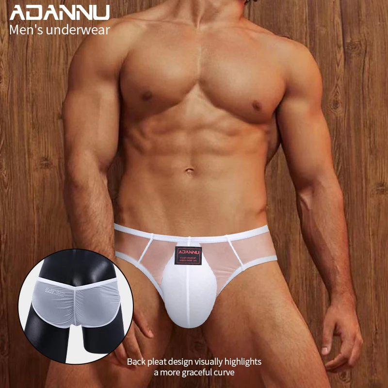 

ADANNU Men's Underwear 3PCS Sexy Deep V Design Nylon Breathable Fabric Summer Comfortable Hip Lift Briefs