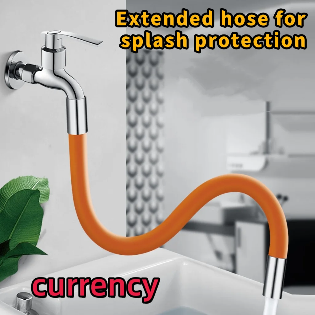 قطعة واحدة من أنبوب تمديد خط المياه القابل للتعديل، مع موصل، محول خرطوم دوار 360 درجة، صنبور مسطح ملولب قديم عالمي، متوافق مع المعايير الأمريكية والأوروبية