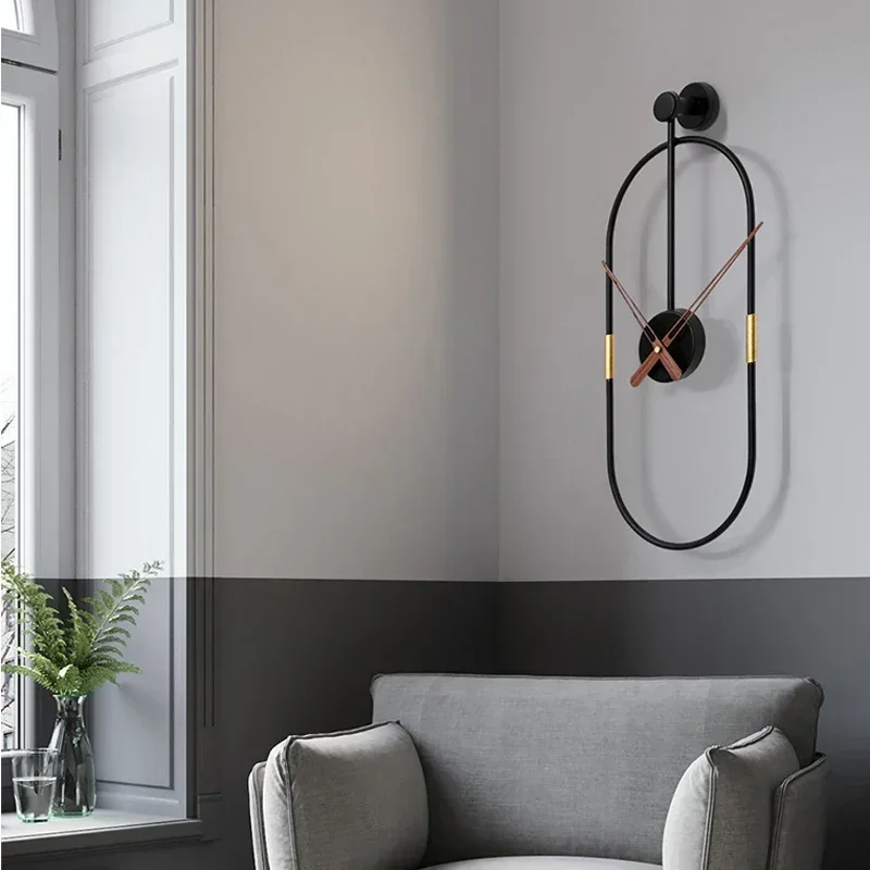 Creative Metal Wall Clock Modern Design Minimalist Style Iron Art Wall Clock for Living Room Wall Watch Home Decor 58x24CM