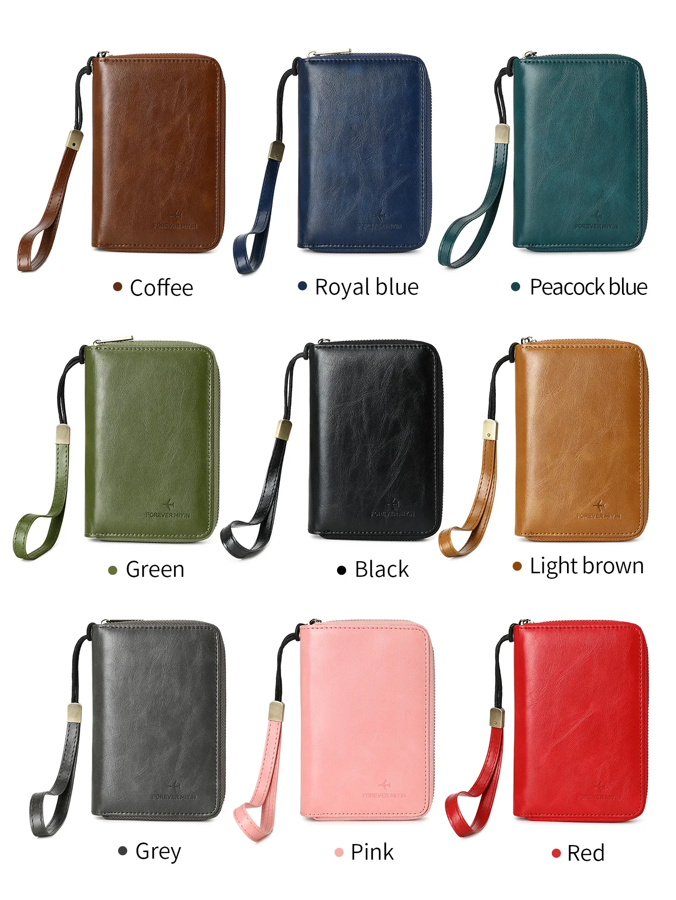 RFID shielded passport wallet PU leather zipper travel credit card bag ID card window multifunctional storage file ticket bag