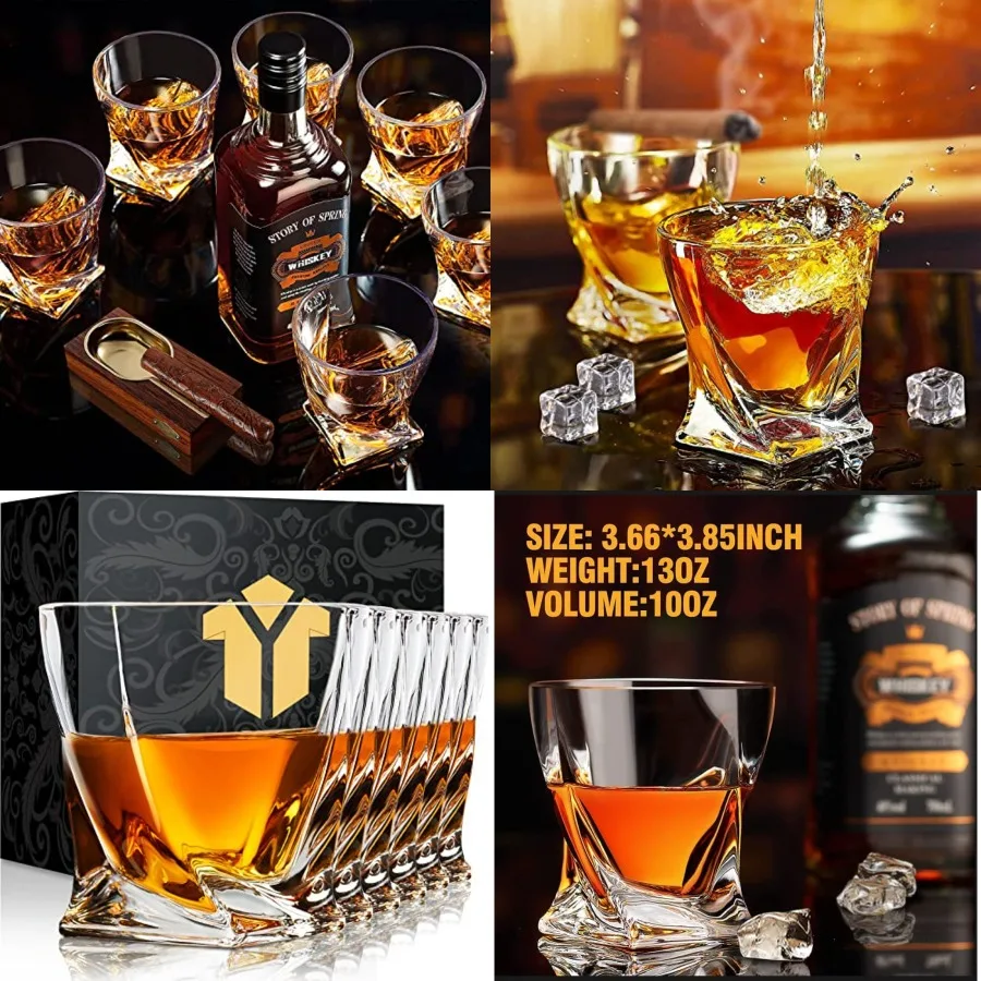 

Old Fashioned Whiskey Glasses 10 OZ Rocks Glasses Set of 6, Gift Box - Barware For Bourbon, Scotch, Rum glasses, for Men Women