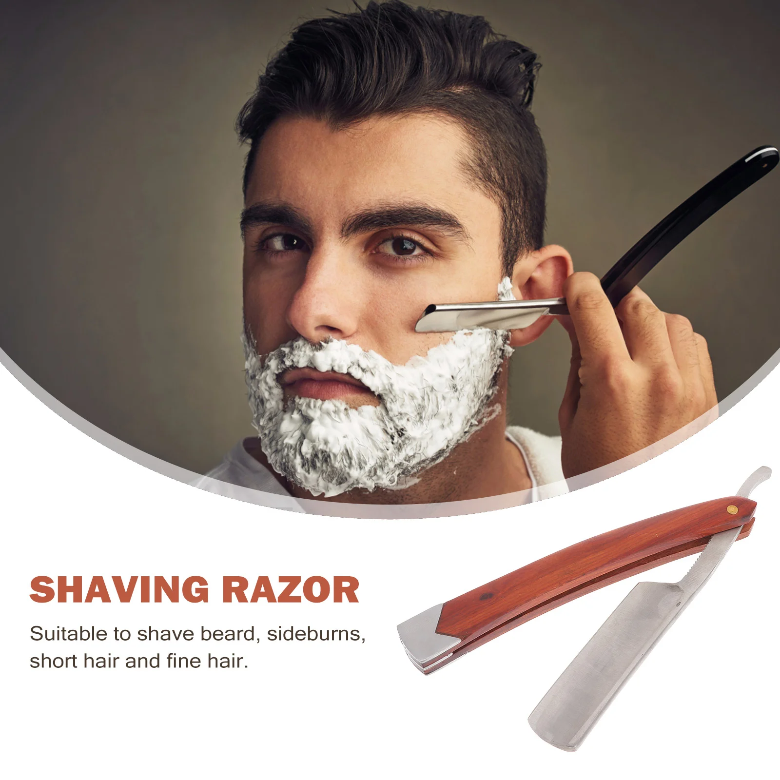 Wood Handle Straight Barber Razor Manual Beard Shaving Tool for Men Random Style shaving razor stainless steel shaving razor