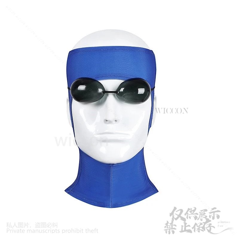 Markgraysonn Invincibeee Cosplay Customized Costume Blue Jumpsuit Bodysuit Battle Uniform Mask Glasses Punk Man Halloween