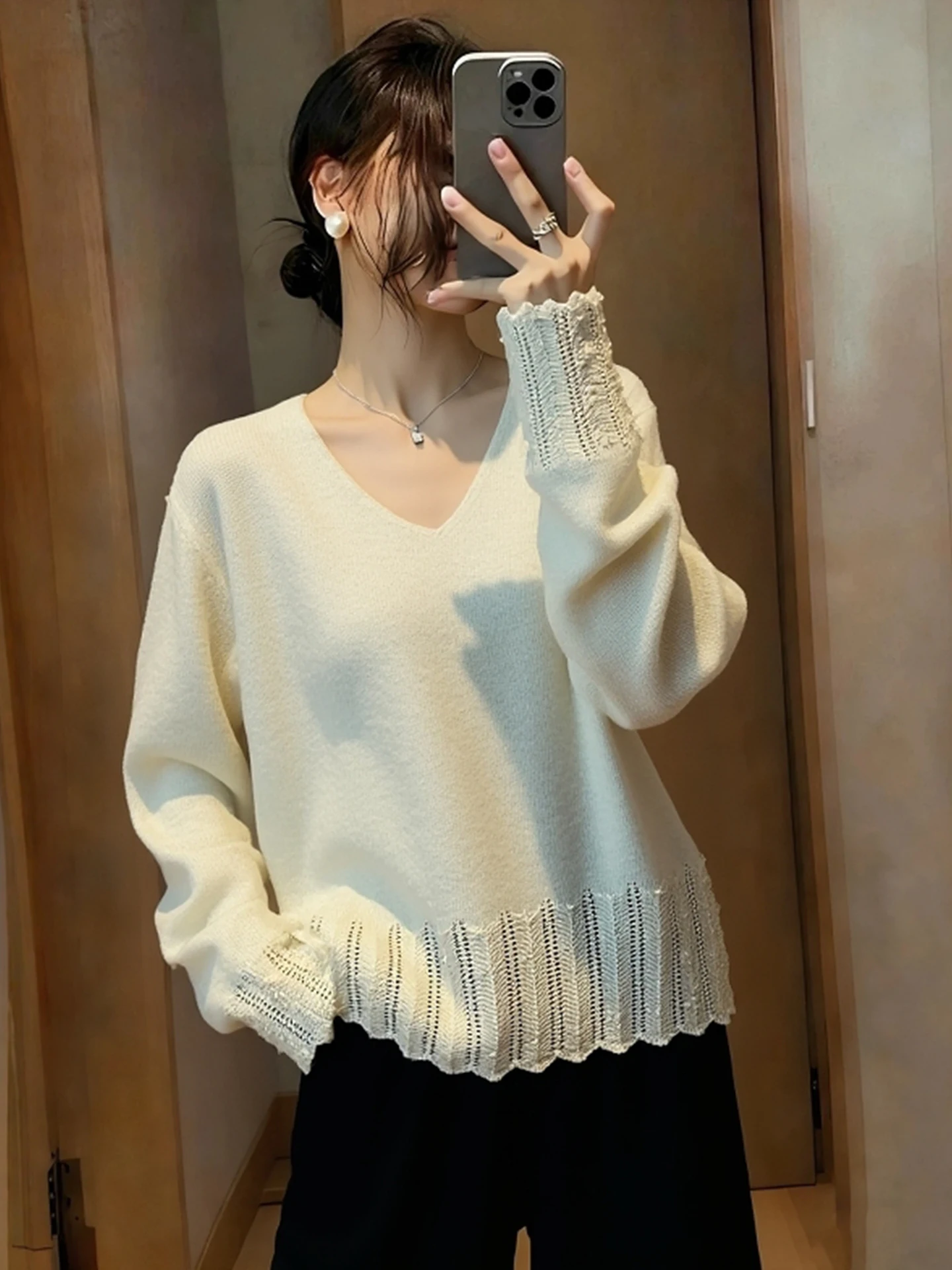 

Ele V-Ne Трикотаж Повседневная длинная све Camere Верхняя зимняя свободная дизайнерская женская внутренняя одежда премиум-класса