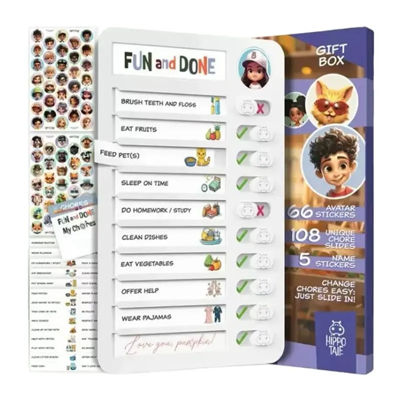 A53M-Chores Chart For Kids Visual Schedule Checklist, Magnetic Chore Board Task List