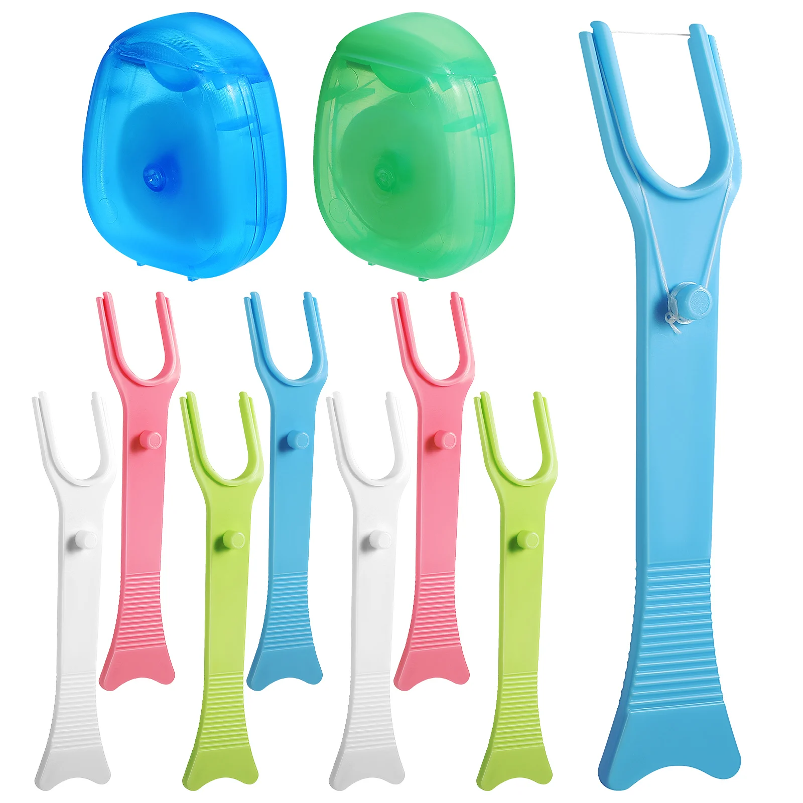 

8 pcs Holders 2 Refill Rolls Dental Floss Holder Reusable For Adults Travel Compact Teeth Cleaning Tool Floss Picks Oral