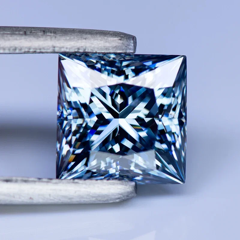 Moissanite หินสีหลัก Royal Blue Princess Cut อัญมณี Lab Grown เพชรผู้หญิง Charms เครื่องประดับทําใบรับรอง GRA